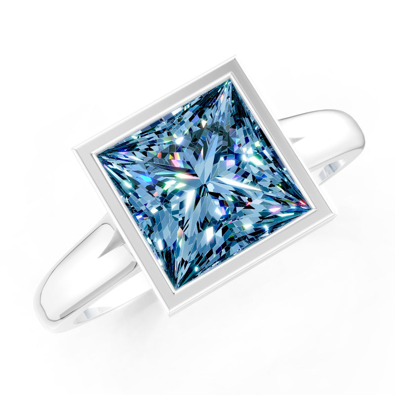 Princess Cut Bezel Gemstone Solitaire Ring