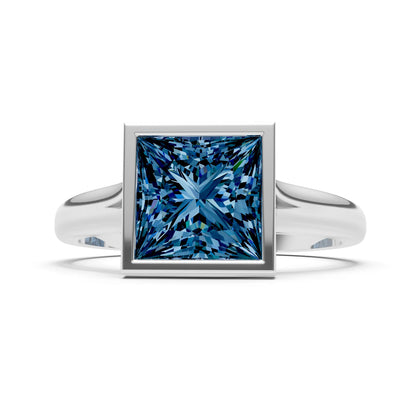 Alexandrite Princess Shape Bezel Solitaire Ring