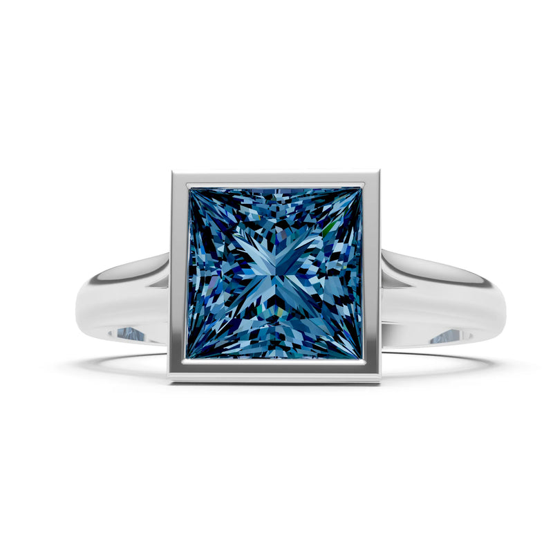 Alexandrite Princess Shape Bezel Solitaire Ring