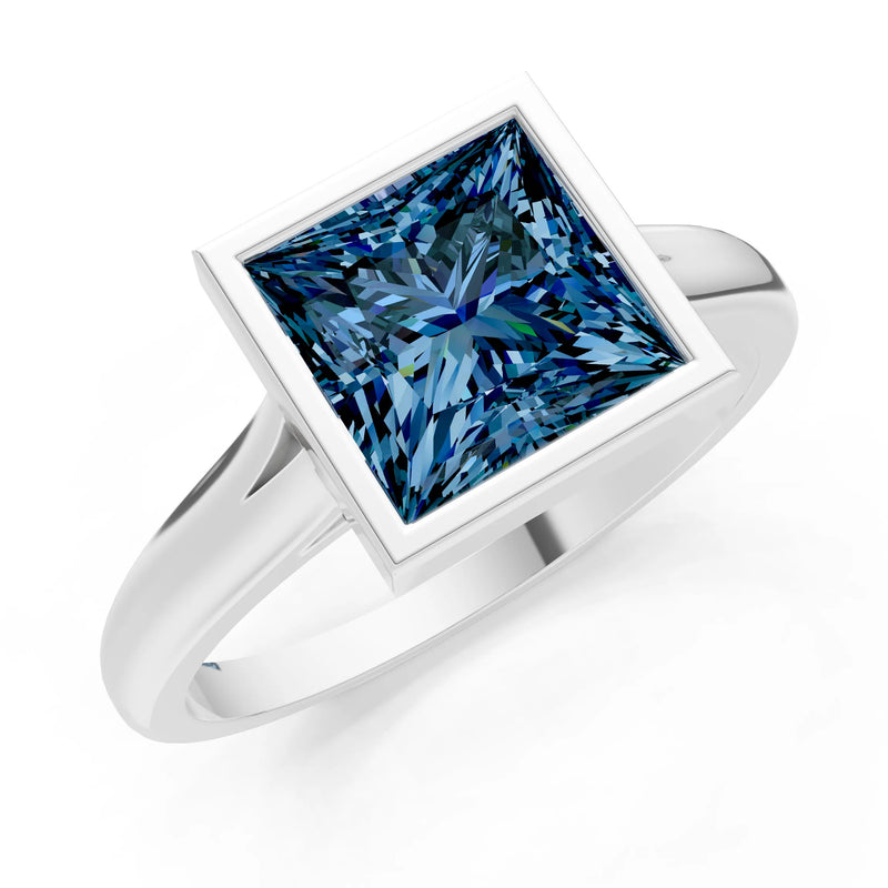 Alexandrite Princess Shape Bezel Solitaire Ring