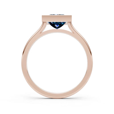 Princess Cut Bezel Gemstone Solitaire Ring