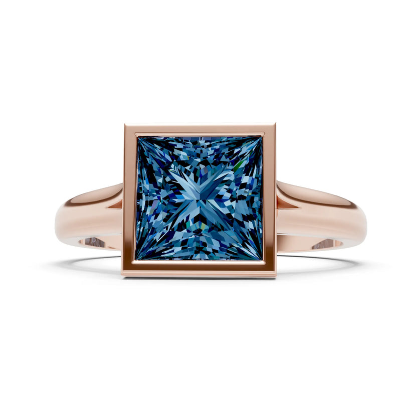 Alexandrite Princess Shape Bezel Solitaire Ring
