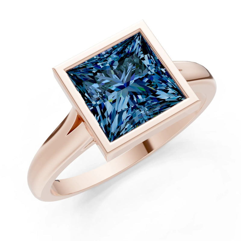 Princess Cut Bezel Gemstone Solitaire Ring