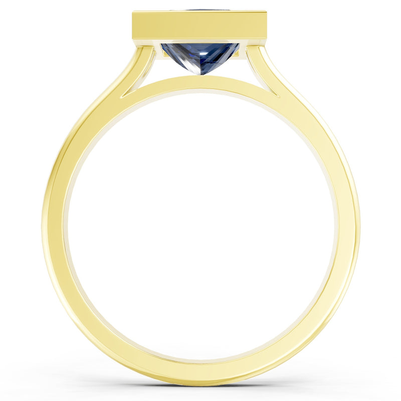 Princess Cut Bezel Gemstone Solitaire Ring