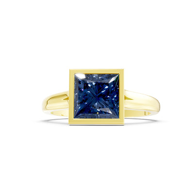 Princess Cut Bezel Gemstone Solitaire Ring