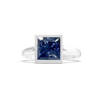 Princess Cut Bezel Gemstone Solitaire Ring