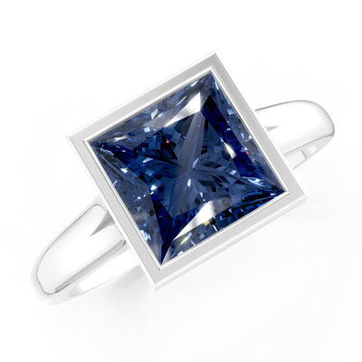 Princess Cut Bezel Gemstone Solitaire Ring