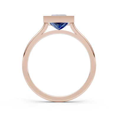 Princess Cut Bezel Gemstone Solitaire Ring