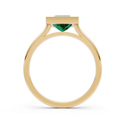 Emerald Princess Shape Bezel Solitaire Ring