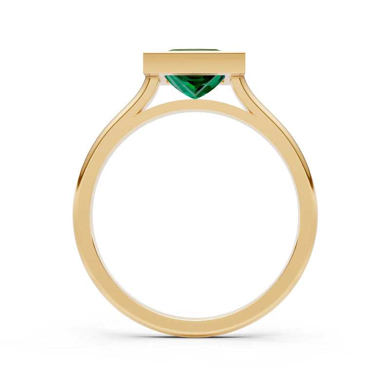 Emerald Princess Shape Bezel Solitaire Ring