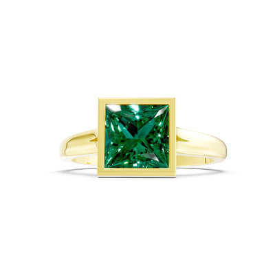Princess Cut Bezel Gemstone Solitaire Ring