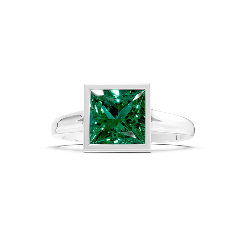 Princess Cut Bezel Gemstone Solitaire Ring