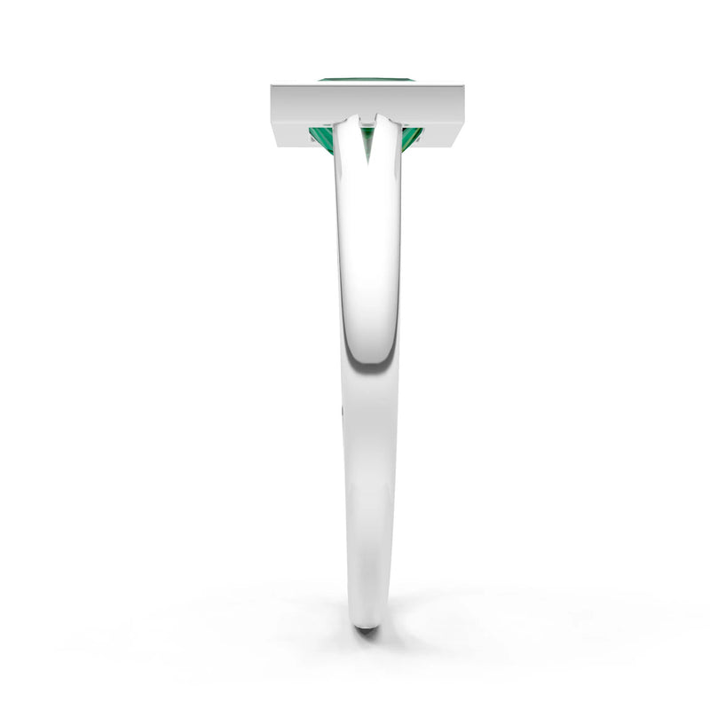 Emerald Princess Shape Bezel Solitaire Ring