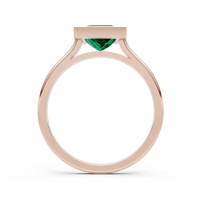 Emerald Princess Shape Bezel Solitaire Ring