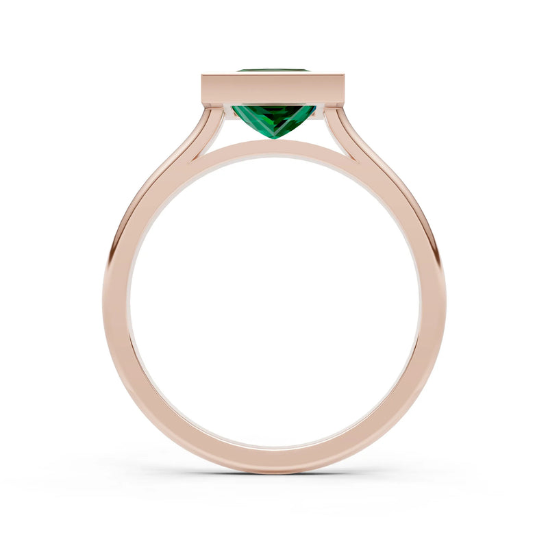 Emerald Princess Shape Bezel Solitaire Ring