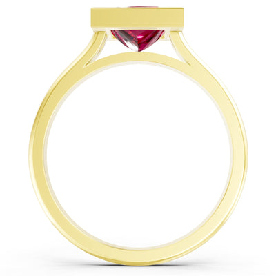 Princess Cut Bezel Gemstone Solitaire Ring