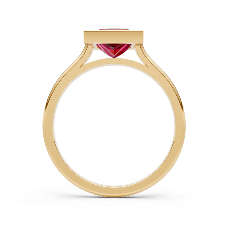 Ruby Princess Shape Bezel Solitaire Ring