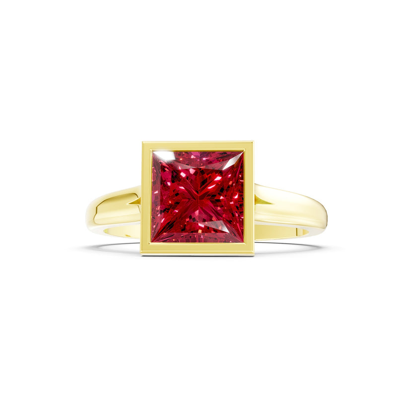 Princess Cut Bezel Gemstone Solitaire Ring