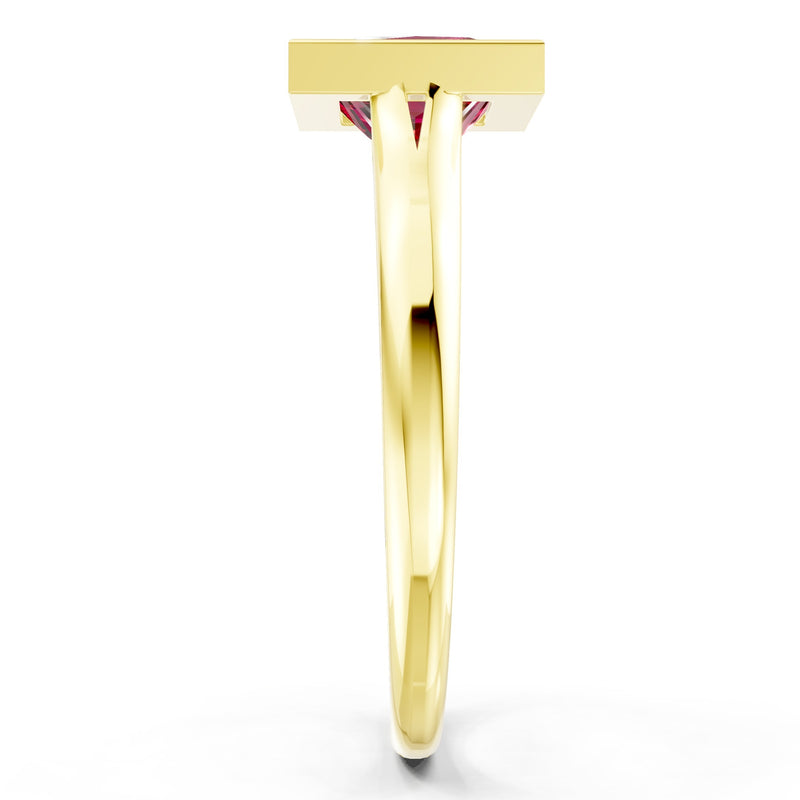 Princess Cut Bezel Gemstone Solitaire Ring