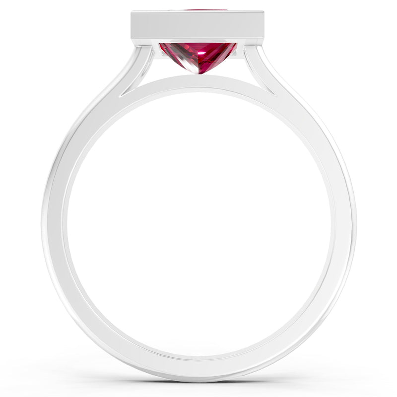 Princess Cut Bezel Gemstone Solitaire Ring