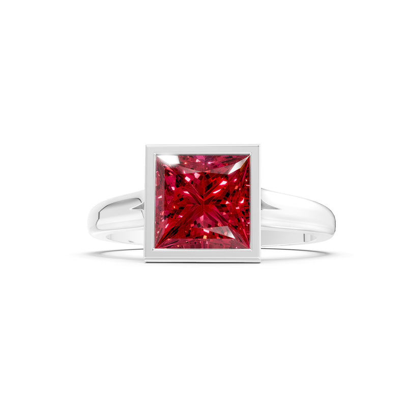 Princess Cut Bezel Gemstone Solitaire Ring