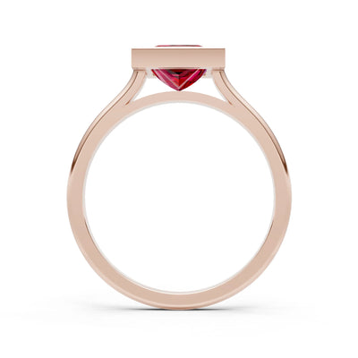 Ruby Princess Shape Bezel Solitaire Ring
