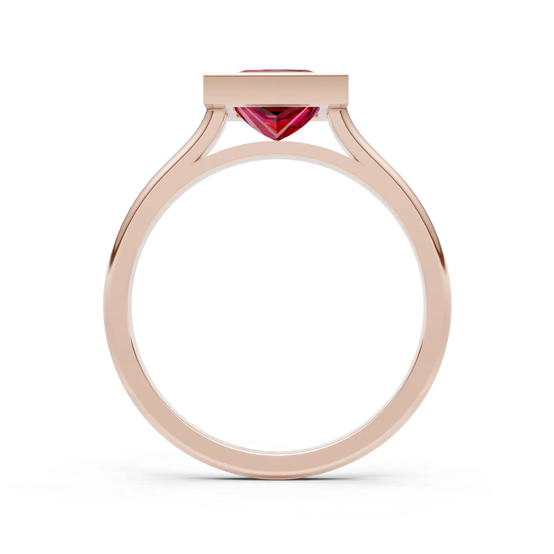 Princess Cut Bezel Gemstone Solitaire Ring