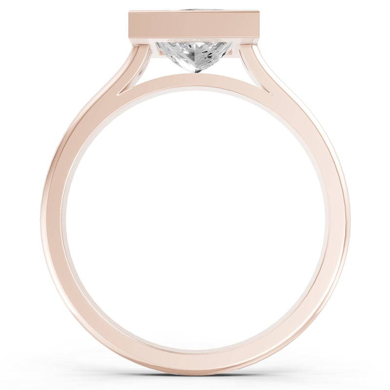 Princess Cut Bezel Gemstone Solitaire Ring
