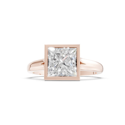 Princess Cut Bezel Gemstone Solitaire Ring