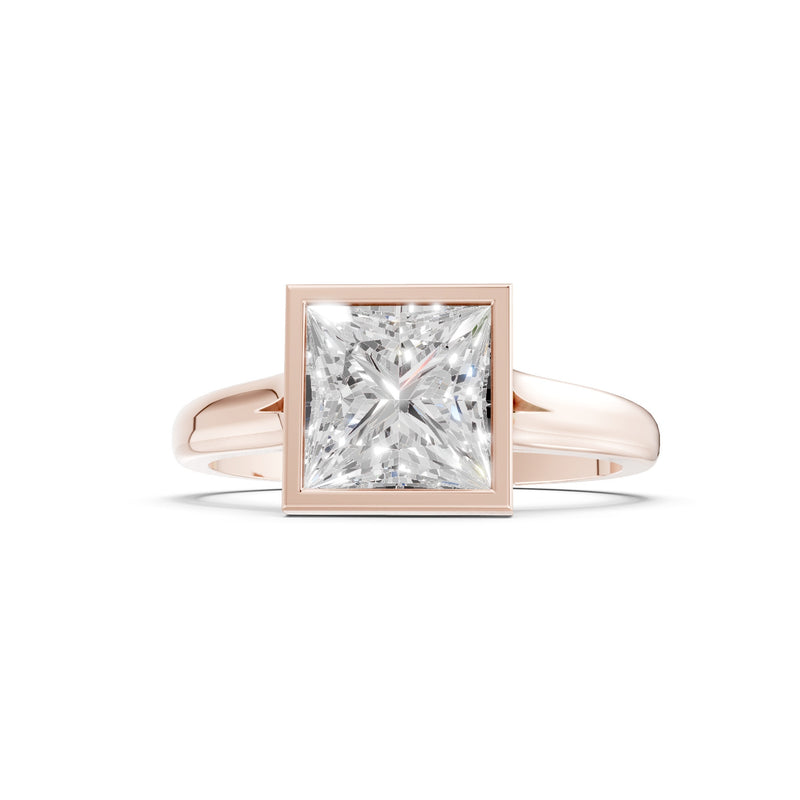 Princess Cut Bezel Gemstone Solitaire Ring