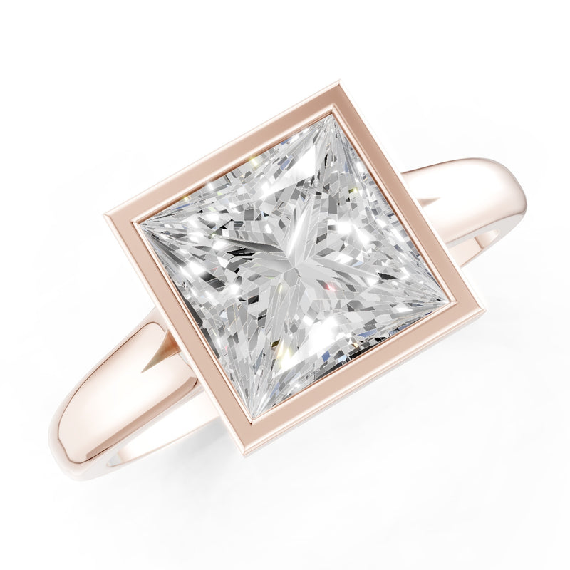 Princess Cut Bezel Gemstone Solitaire Ring