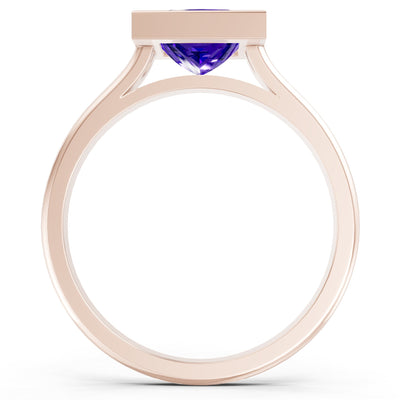 Princess Cut Bezel Gemstone Solitaire Ring