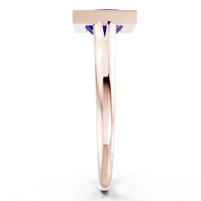 Princess Cut Bezel Gemstone Solitaire Ring