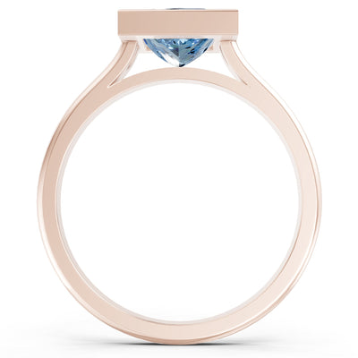 Princess Cut Bezel Gemstone Solitaire Ring