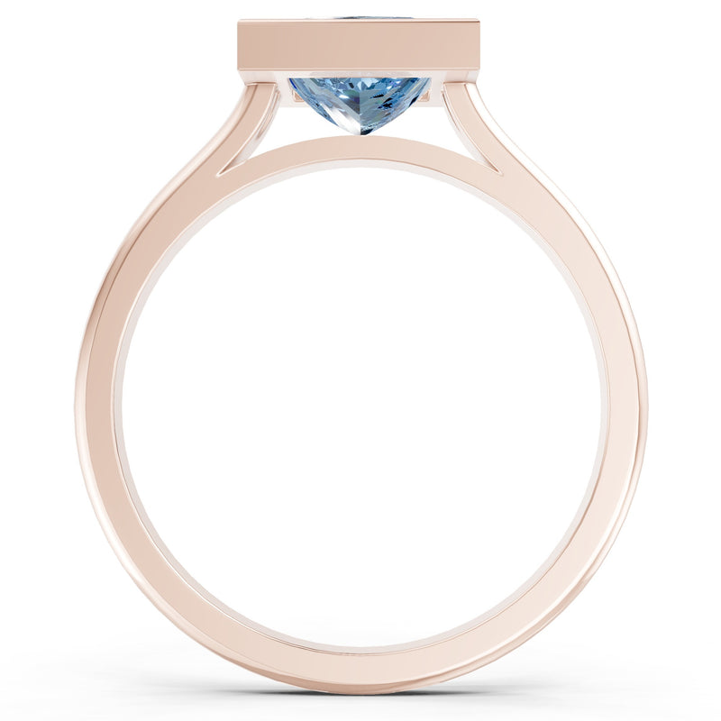 Princess Cut Bezel Gemstone Solitaire Ring