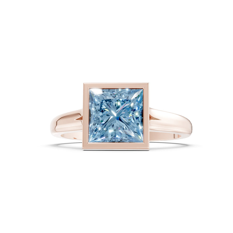 Princess Cut Bezel Gemstone Solitaire Ring
