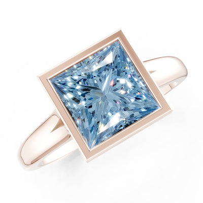 Princess Cut Bezel Gemstone Solitaire Ring