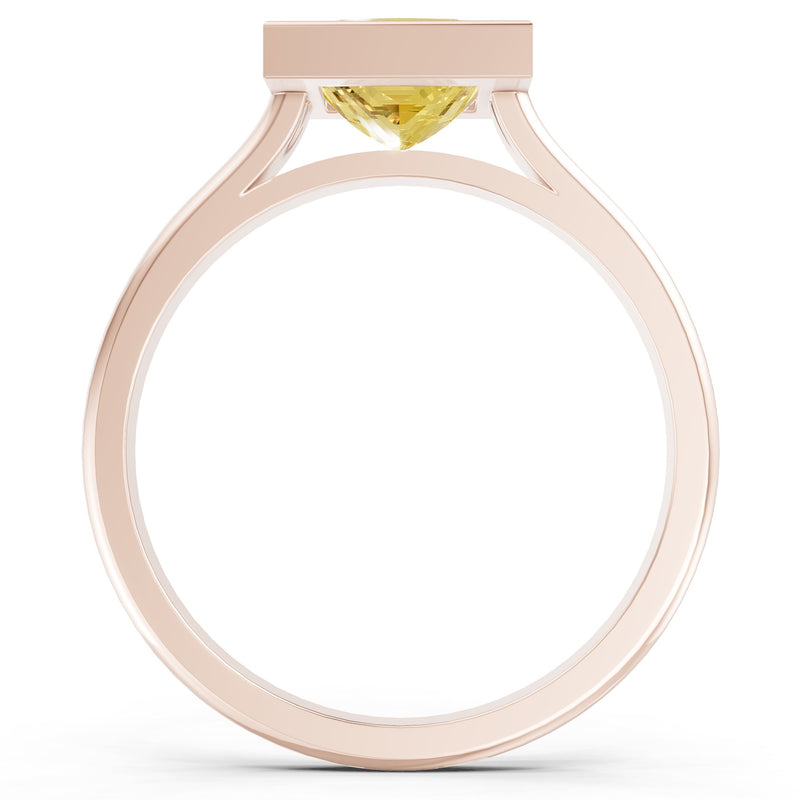 Princess Cut Bezel Gemstone Solitaire Ring