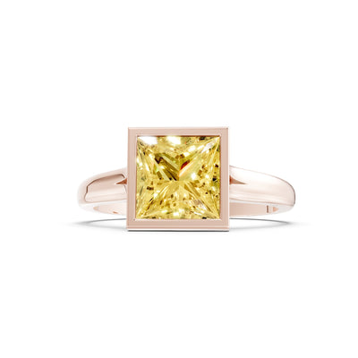Princess Cut Bezel Gemstone Solitaire Ring