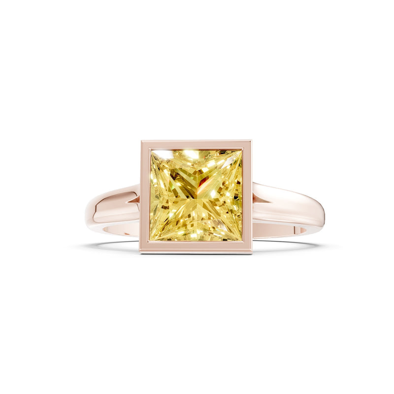 Princess Cut Bezel Gemstone Solitaire Ring