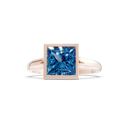Princess Cut Bezel Gemstone Solitaire Ring