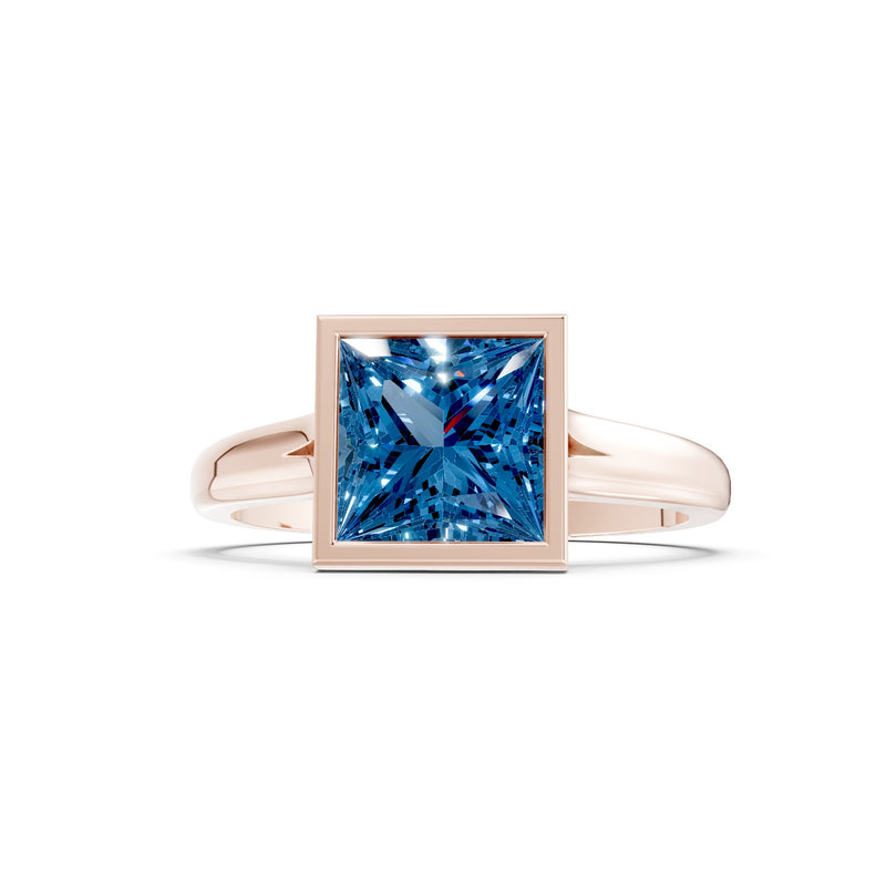 Princess Cut Bezel Gemstone Solitaire Ring