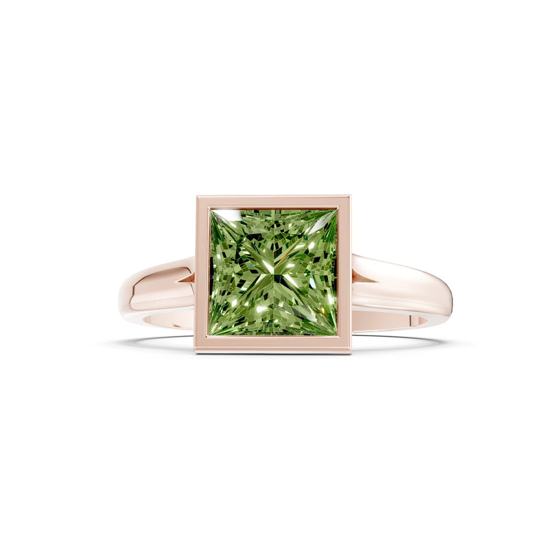 Princess Cut Bezel Gemstone Solitaire Ring