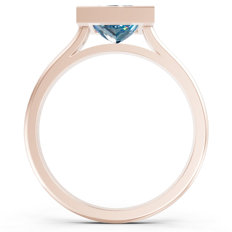 Princess Cut Bezel Gemstone Solitaire Ring