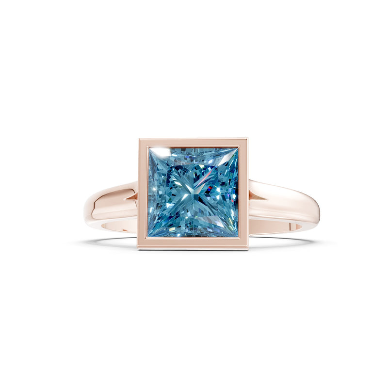 Princess Cut Bezel Gemstone Solitaire Ring
