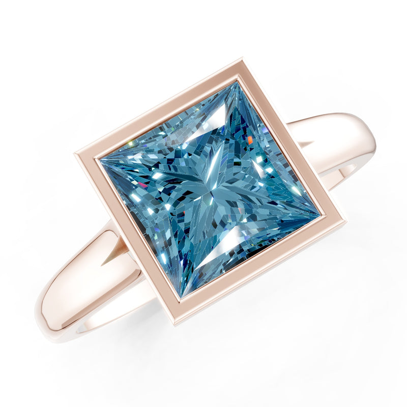 Princess Cut Bezel Gemstone Solitaire Ring