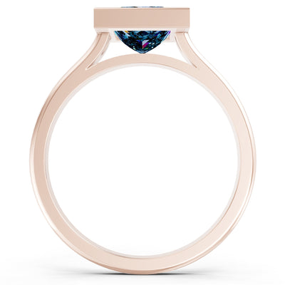 Princess Cut Bezel Gemstone Solitaire Ring