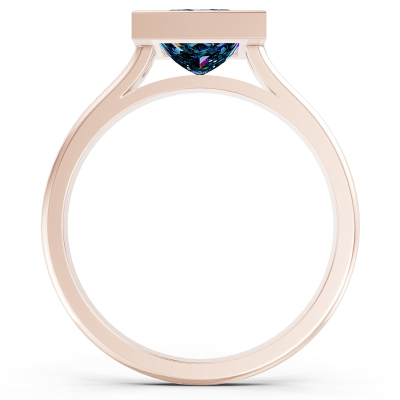 Princess Cut Bezel Gemstone Solitaire Ring