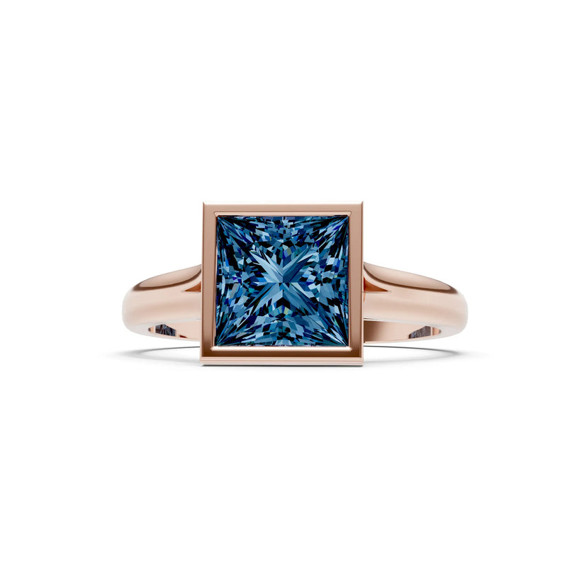 Princess Cut Bezel Gemstone Solitaire Ring