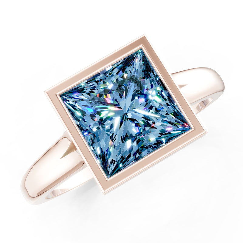 Princess Cut Bezel Gemstone Solitaire Ring